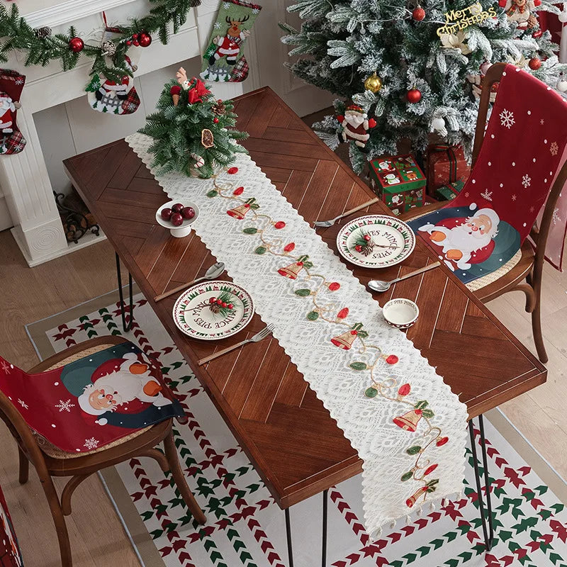Table Flag American Christmas Bell Hollowed Out Lace Tassel Cover Atmosphere Ins Style Crochet Home Textile Supplies Oasis Select