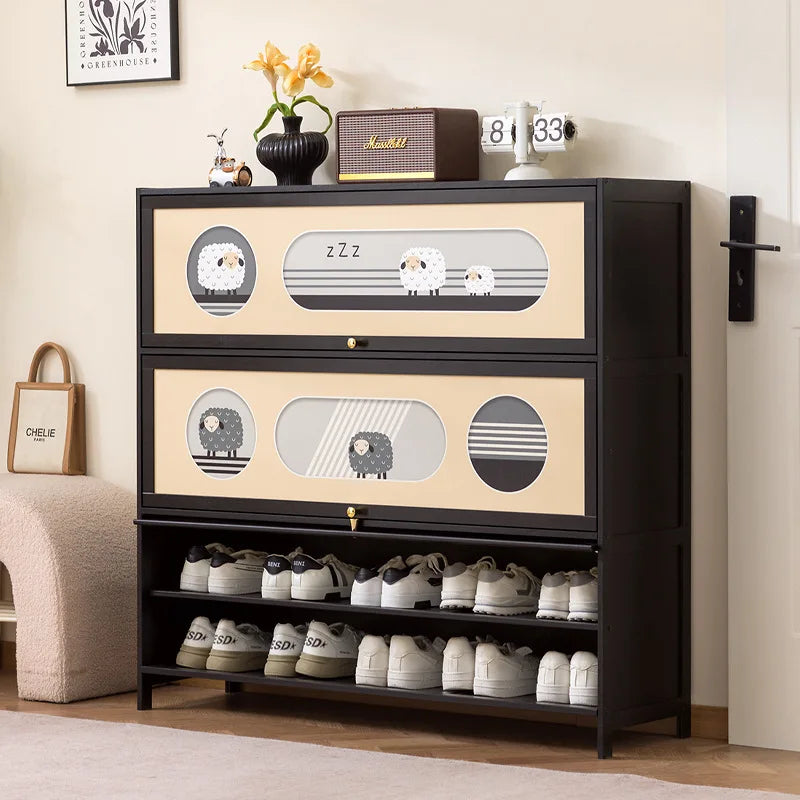 Multi-layer shoe rack outside the door of the home, artifact, large shoe cabinet, indoor corridor bamboo simple shoe cabinet Oasis Select