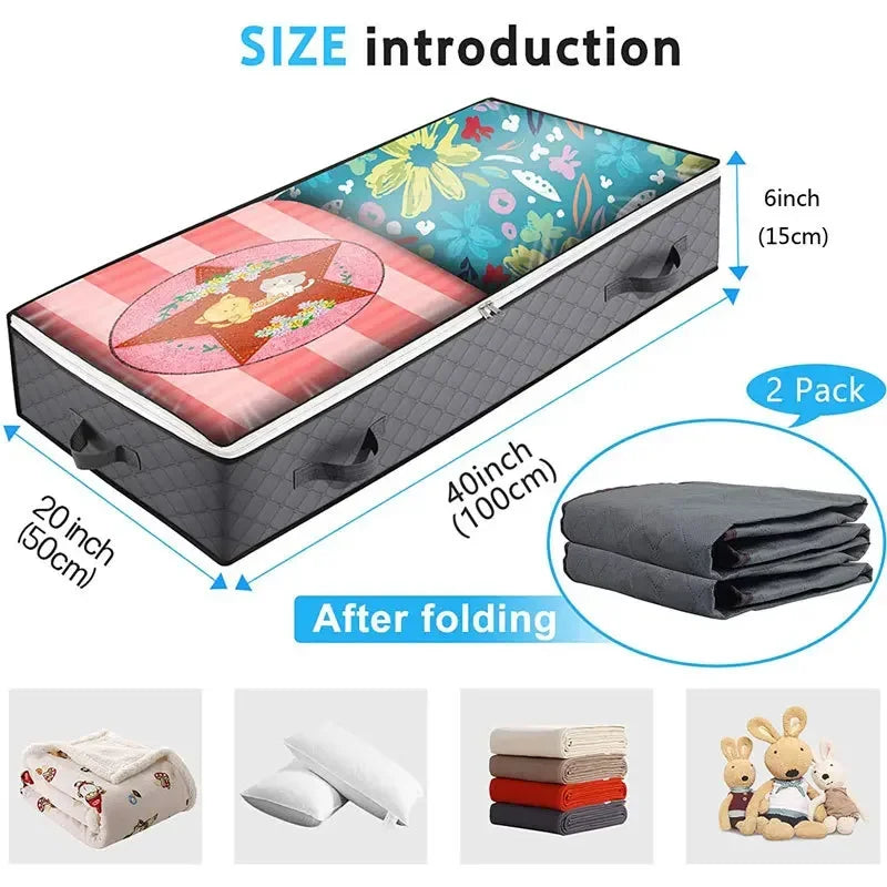 Under bed Storage Bag For Portable Foldable Quilt Bags Wardrobe Clothes Organizer Storage Box Dustproof Organizer Large Capacity Oasis Select