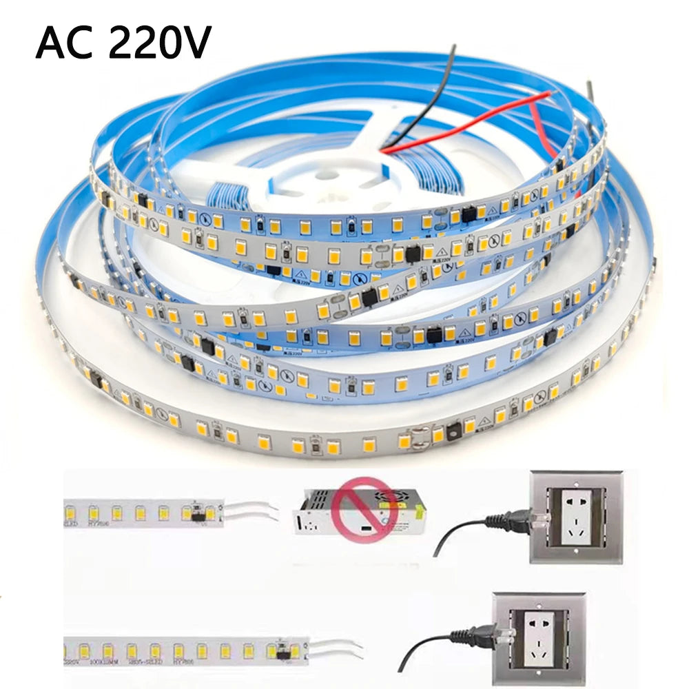 High Brightness 220V 2835 Led Strip Light 120LED/M 5M 10M 20M Waterproof Natural White Warm White For Decoration Room Living Oasis Select