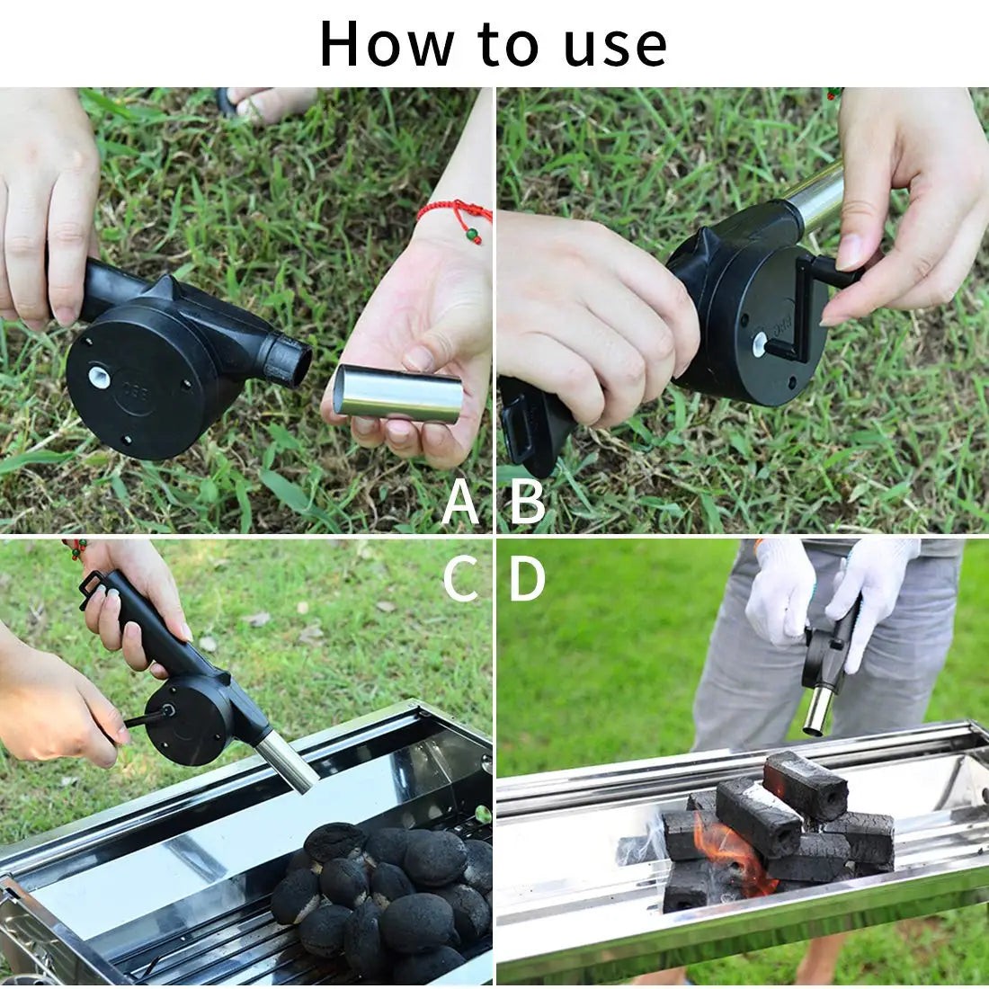 Mini Hand-cranked Air Blower Portable BBQ Grill Fire Bellows Barbecue Fan for Picnic Camping Outdoor Grilling Essentials Oasis Select