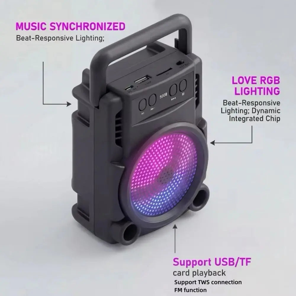 RGB Light Portable Bluetooth Speaker 360° Light Powerful Bass Karaoke Speaker Wireless Stereo TWS Function Party Speaker Oasis Select