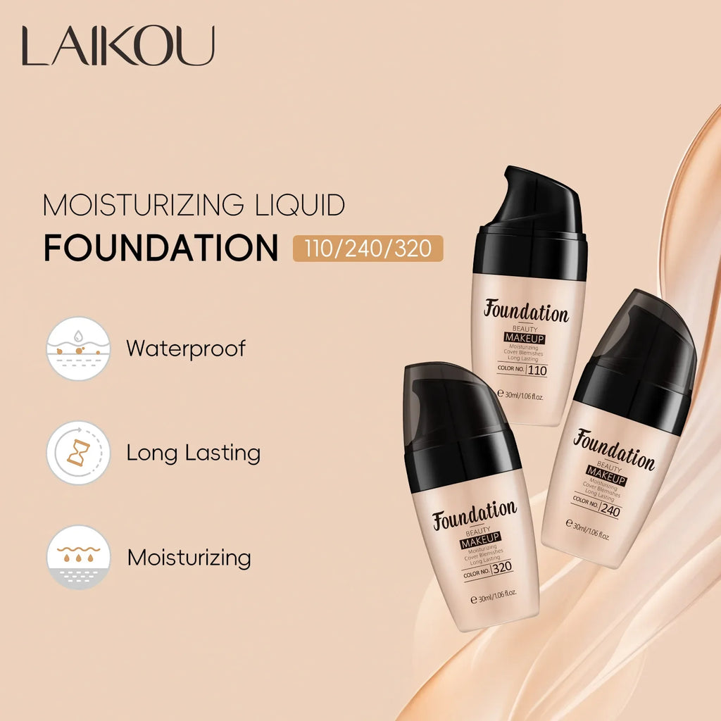 LAIKOU Liquid Foundation Moisturizing Long Lasting Full Coverage Concealer Waterproof Face Makeup 30ml Oasis Select