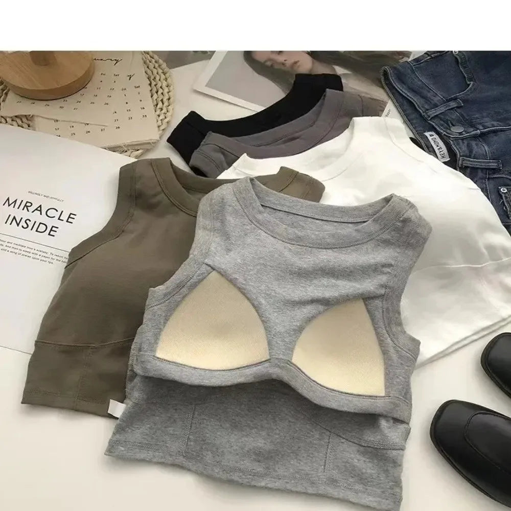 Sexy Breathable Bra Vest U-shaped Top with Pad Bra Crop Top Bra Black White Sleeveless Top Summer Oasis Select