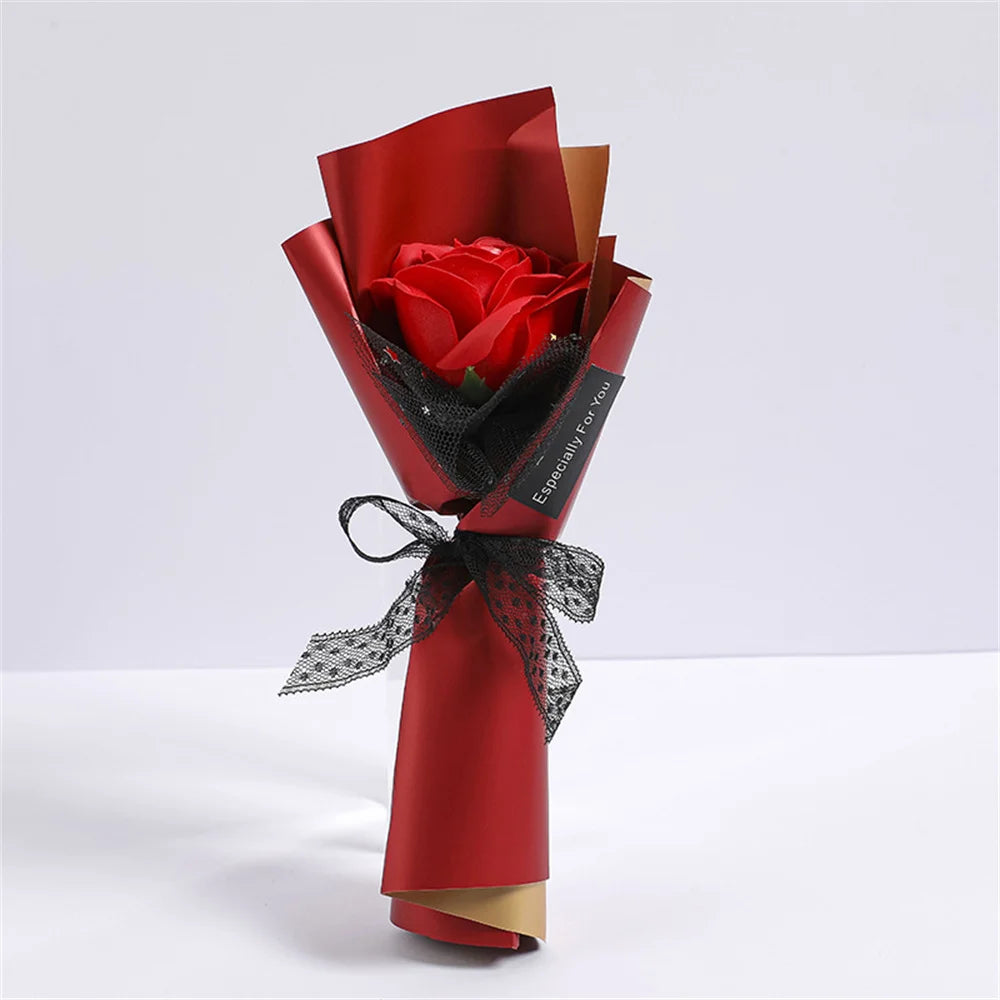3 Heads Soap Rose Bouquet Valentines Day Gift For Friends Wedding Bouquet Home Decor Rose Flower Bouquet Wedding Party Gift 2024 Oasis Select Red-1 Heads