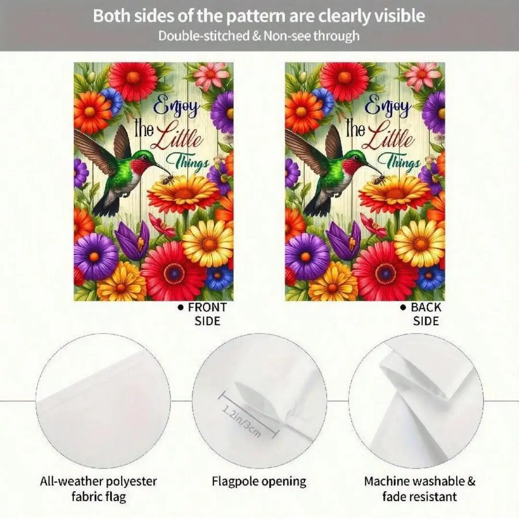 Double-sided garden flag with hummingbird design—for hanging in the yard, home decor, and holiday decorations; no flagpole requi Oasis Select
