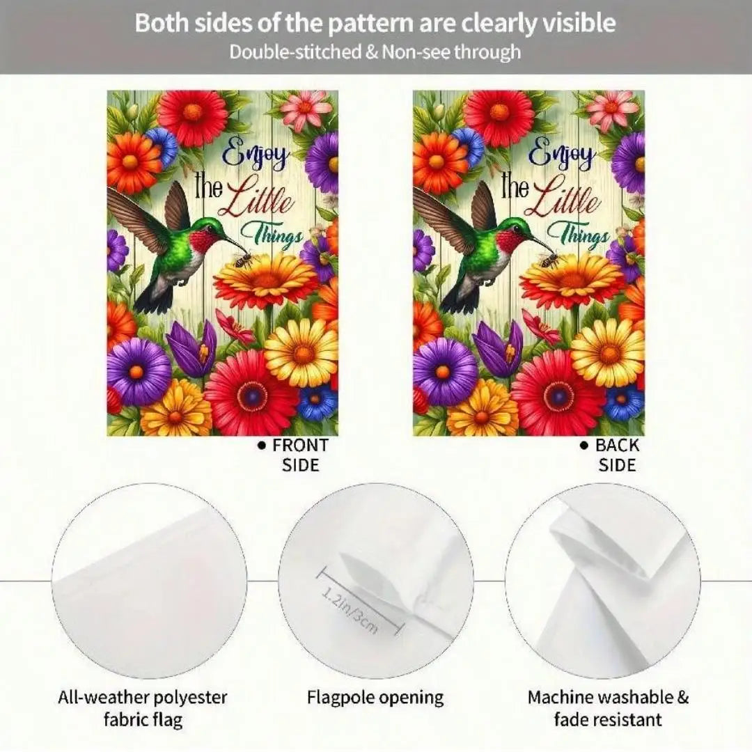Double-sided garden flag with hummingbird design—for hanging in the yard, home decor, and holiday decorations; no flagpole requi Oasis Select