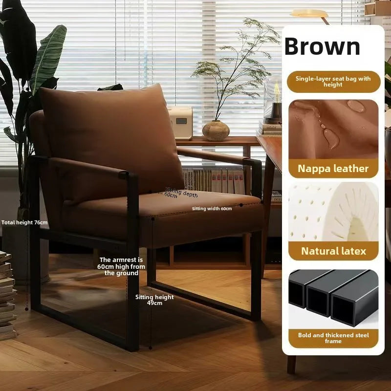 Nordic lazy sofa light luxury sales single wrought iron leisure chair balcony negotiation bedroom living room minimalist sofa Oasis Select Brown One Seat