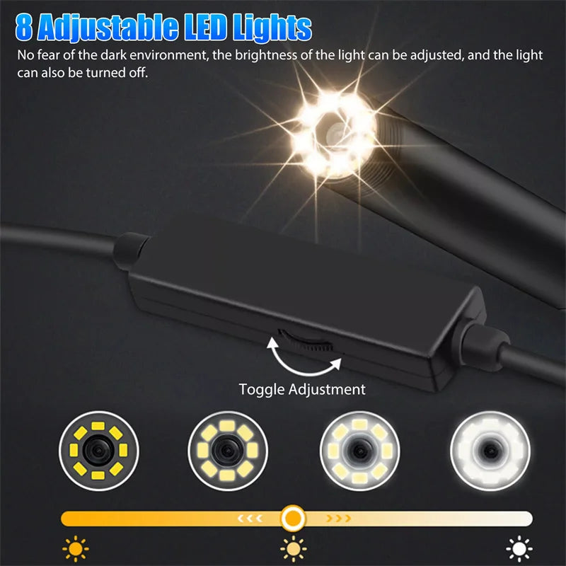 Wireless Endoscope WiFi Borescope Inspection Camera 1200P HD IP68 Waterproof Snake Camera With 8 LED For Android IOS Tablet PC Oasis Select