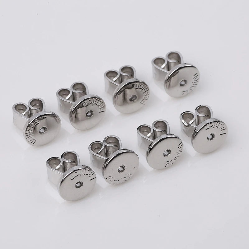5Pairs 6/8mm Secure Spring Locking Earring Backs Replacements 18K White Gold Plated for DIY Heavy Dangle Earring Posts Jewelry Oasis Select
