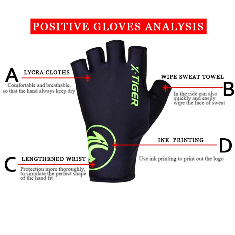 X-TIGER Cycling Bicycle Gloves Half Finger Anti-shock MTB Bike Glove Gym Gloves Breathable Anti-slip Sport Training Gloves Oasis Select