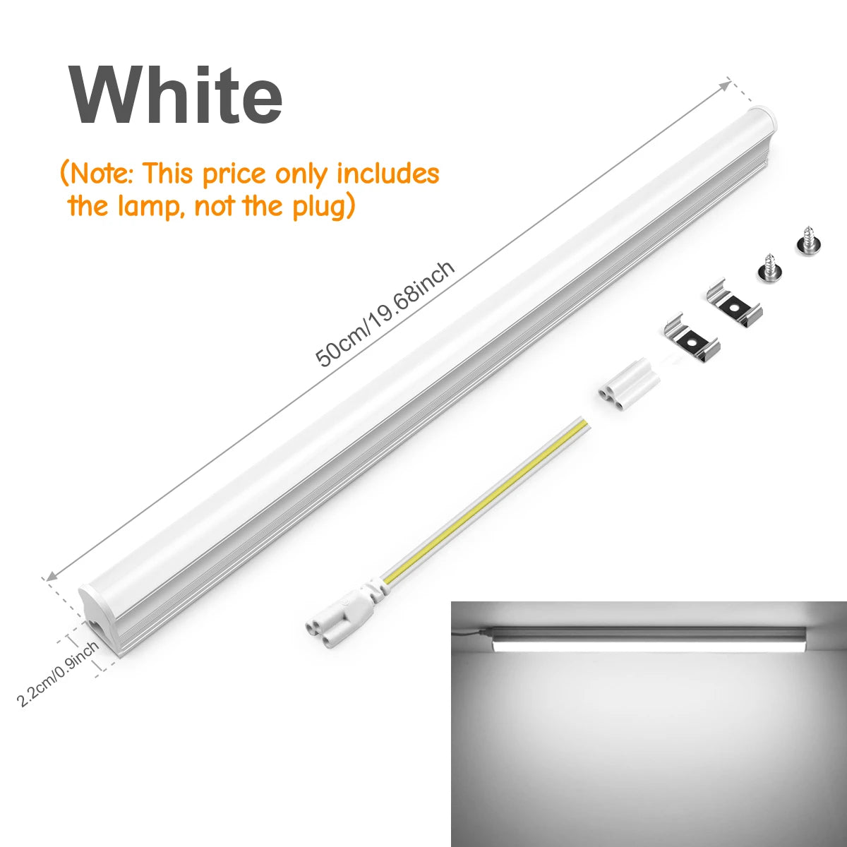 50cm T5 LED Light Bar 15W Wall Lamp Integrated,Garage/Shop/Office Decor Lighting AC 85V-265V Tube, Fluorescent Replacement Oasis Select White No Plug