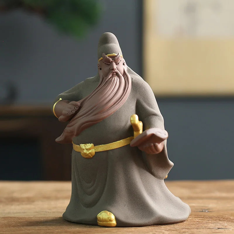 Purple Sand Tea Pet Decoration Zhongyi Guan Gong Creative Hand-carved Tea Pet Tea Tray Ceremony Crafts Oasis Select B