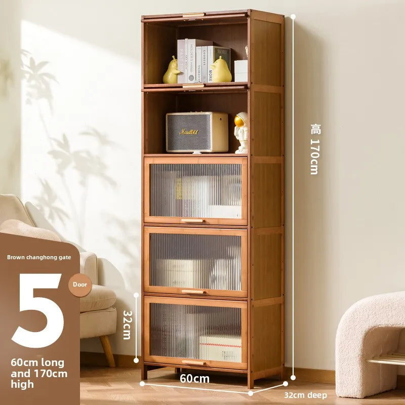 with door dustproof floor rack children's book cabinet household living room multi-layer storage cabinet storage display cabinet Oasis Select 60 long five doors