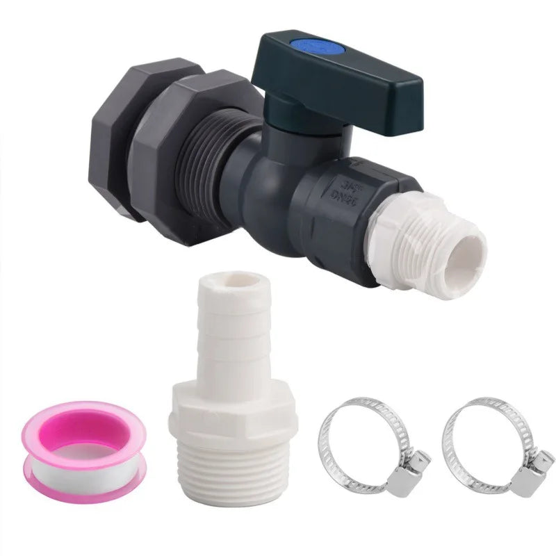 1 Set, PVC Water Barrel Spigot Kit, Connector Drain Adapter with Inner Connection for Garden, Rain Barre, Garden Tool Supplies Oasis Select 3-4 NPT 3-4 NPT