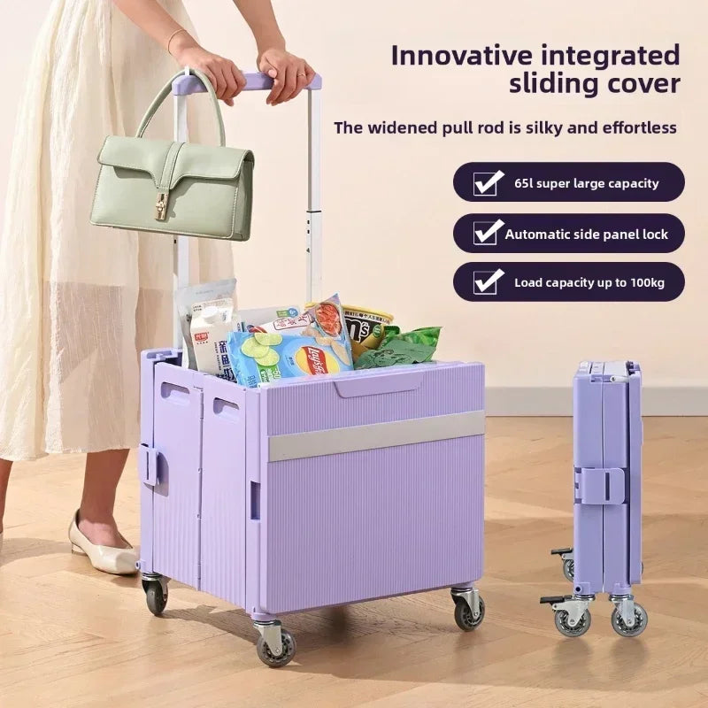 Multi-functional Shopping Cart Folding Light Carry Shopping Cart Camping Trailer Hand Pull Trolley Express Pull Goods Home Oasis Select