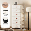 13.8 Inch Drawer Storage Cabinet,3-6 Tier with Bottom Wheels,Large Capacity Multi-Color Combos for Clothes/Snacks/Toys Oasis Select 6-White-Red