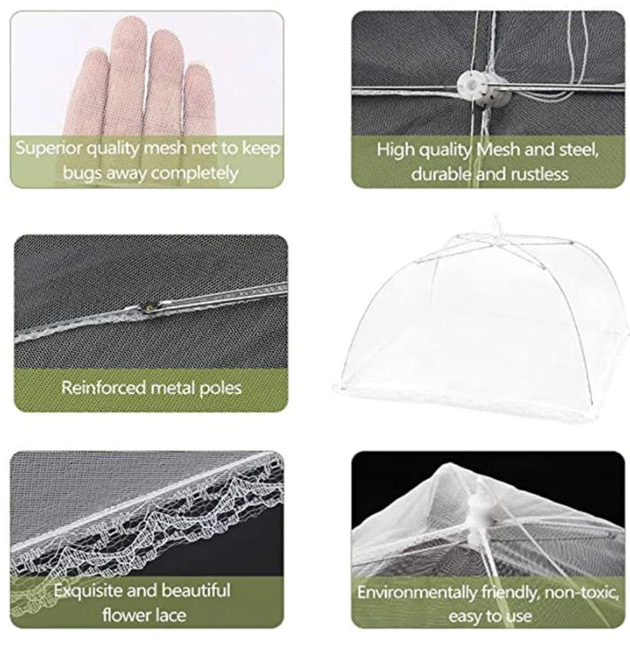 Collapsible Mesh Food Covers Protective Anti-Flying Pop Up Fine Fly Net White Household Food Tent for Outdoors Parties BBQ Oasis Select