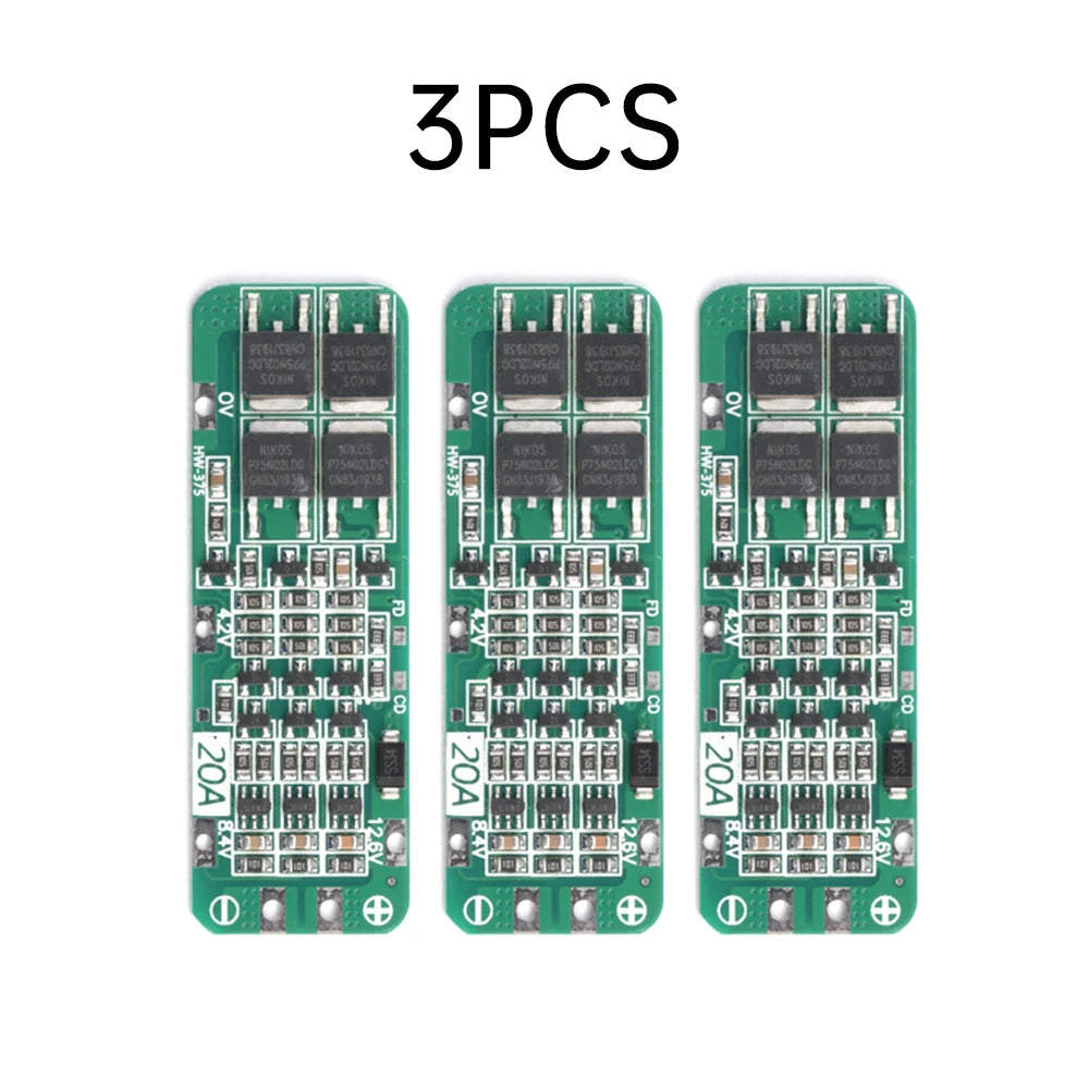 3S 20A Li-ion Lithium Battery 18650 Charger PCB BMS Protection Board For Drill Motor 12.6V Lipo Cell Module 59x20x3.4mm Oasis Select 3PCS