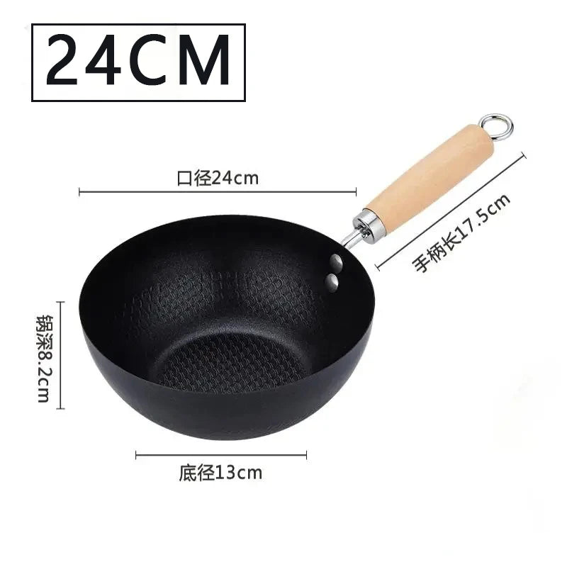 CHANSUNRUN 26cm Cast Iron Non-Stick Wok Fry Pan | Gas & Induction Cast Iron Wok Oasis Select 24cm