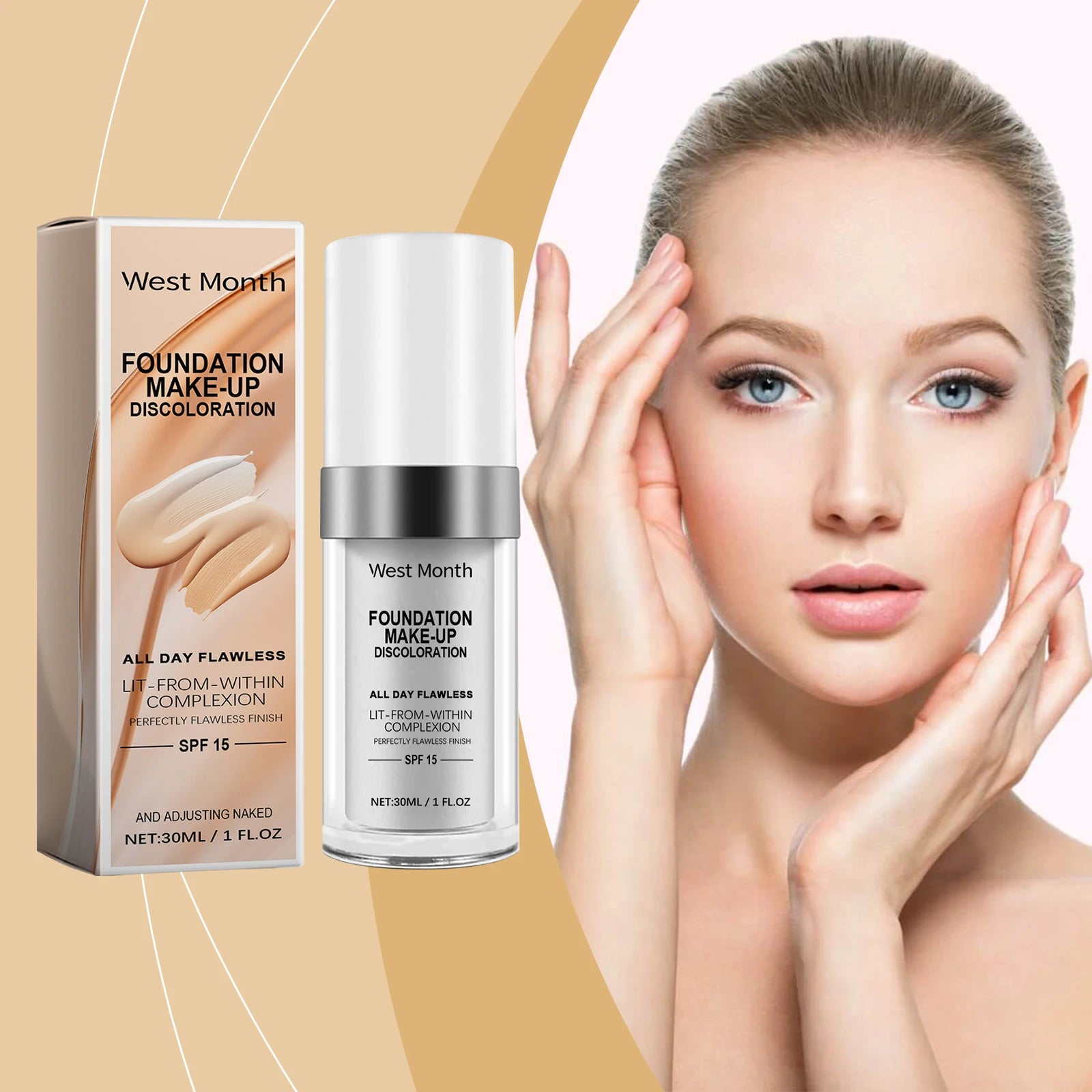 West Month Color Changing Foundation Long Lasting Waterproof Oil Control Matte Finish Makeup Foundation Full Coverage Concealer Oasis Select