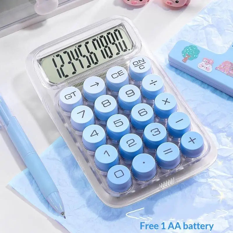 1PCS Large Screen Large Buttons High Appearance Level Calculator Portable Specially Designed For Students Oasis Select Blue