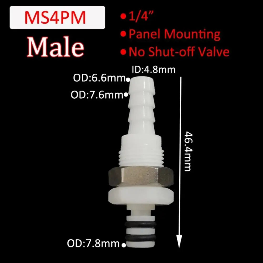 1Pc Disconnect Fitting Coupling Hose Joint Tube Connector Male Female Hose Barb Valved S-series 3/16 1/4 Quick Coupler Oasis Select MS4PM
