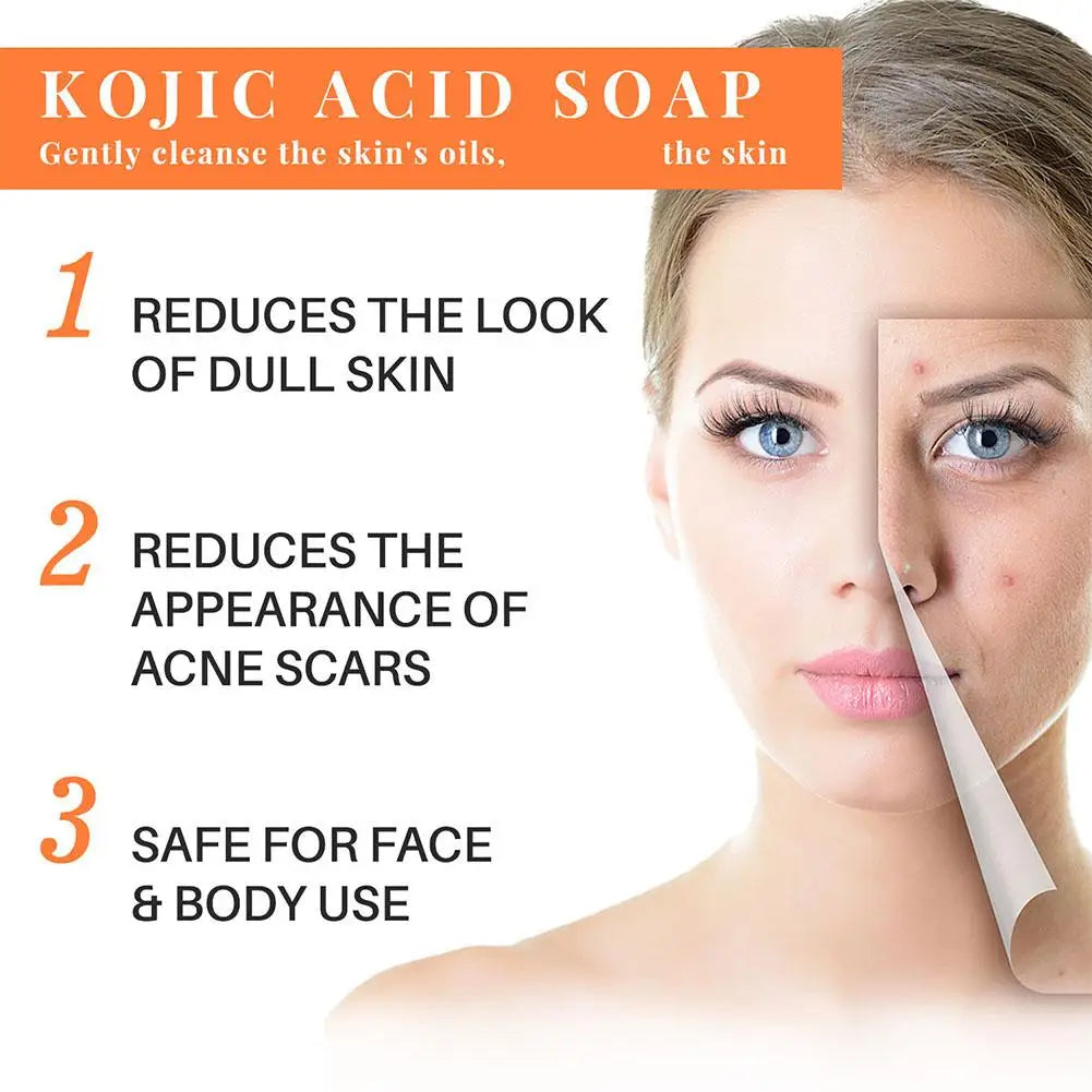 1/2PCs Kojic Acid Soap Body Facial Deep Cleaning Acne Blackhead Dark Spot Remover Soap Bars Oil Control Skin Brightening Soap Oasis Select
