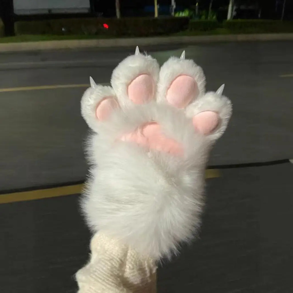 Cartoon Cosplay Furry Cat Paw Mittens Kawaii Squeaky Kigurumi Fursuit Thicken Warm Plush Cat Claw Gloves Gifts Oasis Select