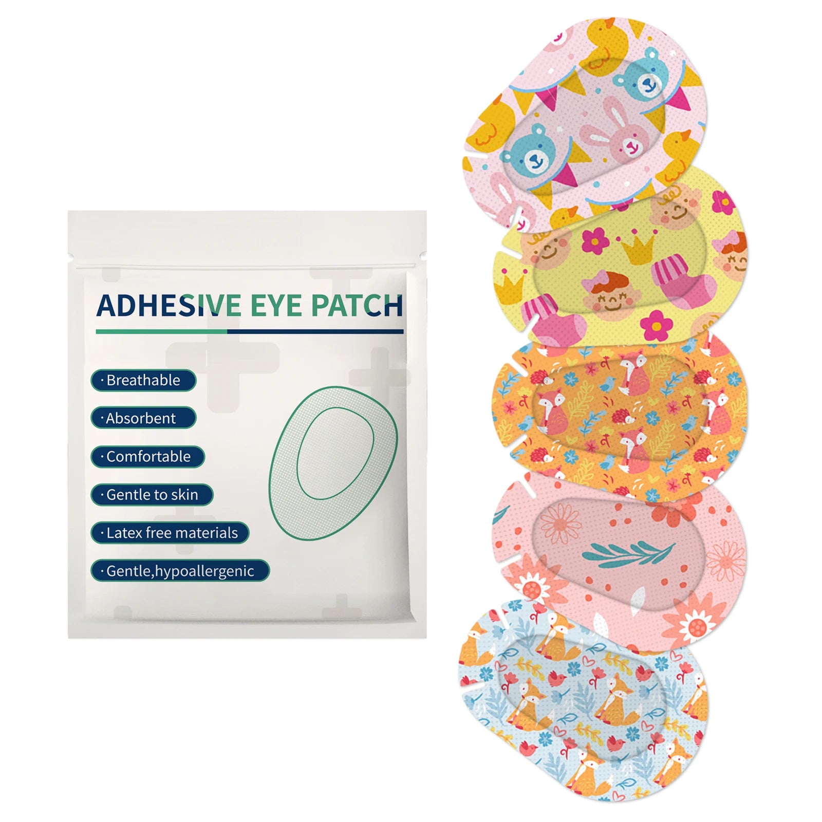 30-Pack Kids Cartoon Adhesive Eye Patches – Breathable & Sterile Kids Eye Patches Oasis Select 01 30PCs
