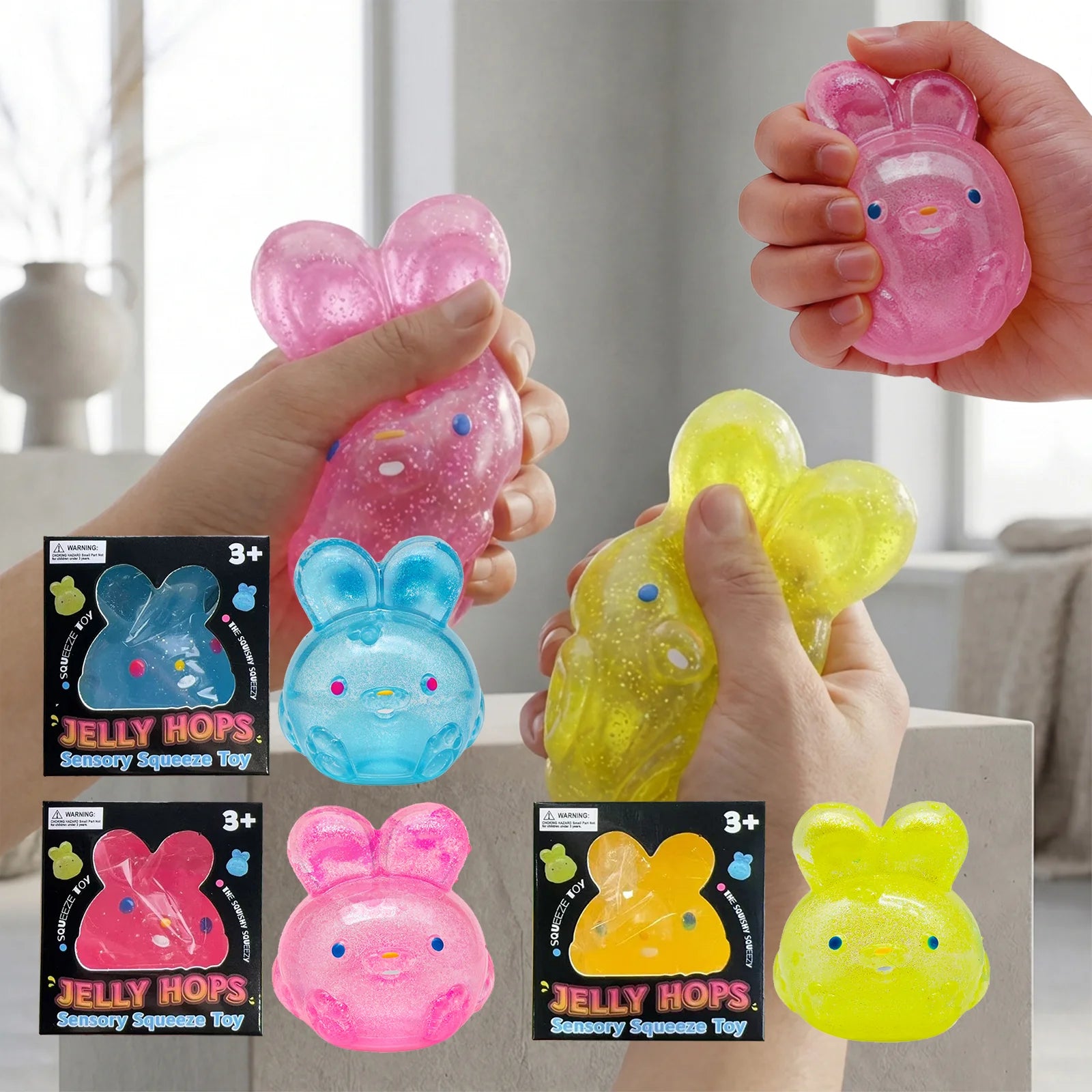 Jelly Rabbit Hops Sensory Squeeze Toy Stress-Relief Slow Rebound Soft Pinch Desktop Decoration Party Birthday Gifts Oasis Select