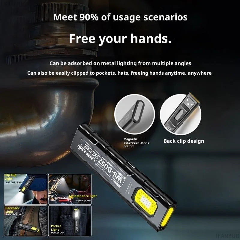 LED Keychain Flashlight Rechargeable 550LM Portable Mini Torch Pocket Lantern Flood Work Light with Magnet for Outdoor Emergency Oasis Select