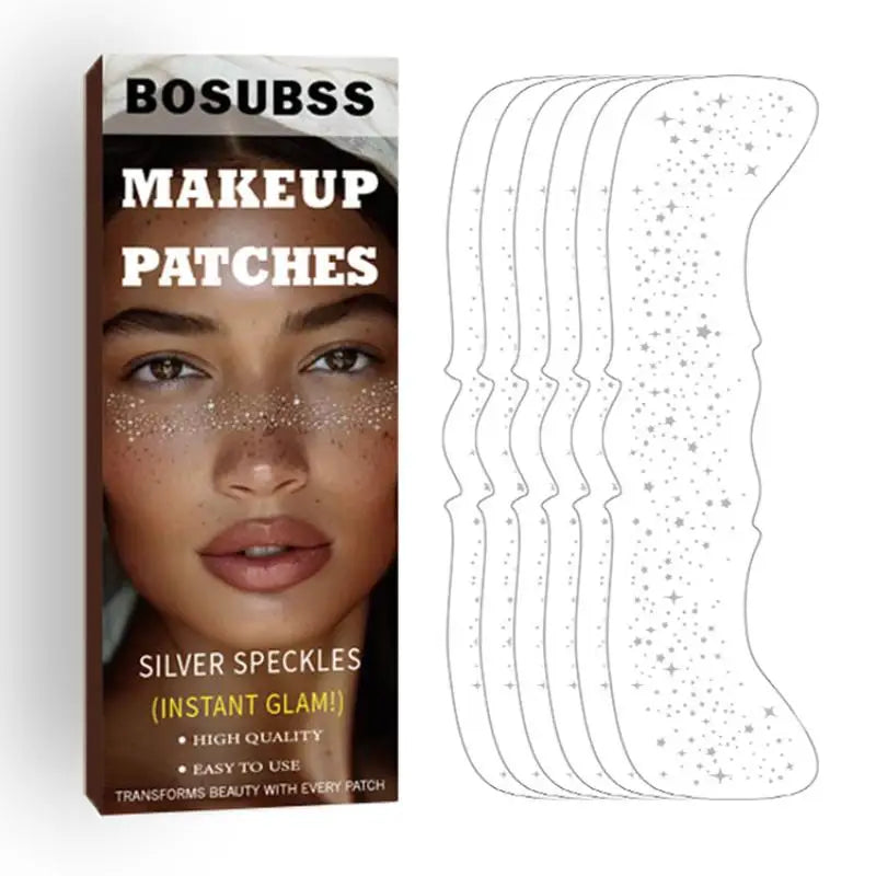 6/3pcs/set - Silver Star Sparkling Spot Tattoo Sticker Facial Stickers Easy to Create Natural Freckle Makeup Beauty Makeup Oasis Select 6pcs