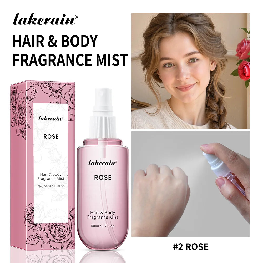 2 Pcs Vanilla Rose Fragrance Spray Hair & Body Fragrance Mist Fresh Long Lasting Fragrance Perfume Travel Size Freshener Spray Oasis Select Rose