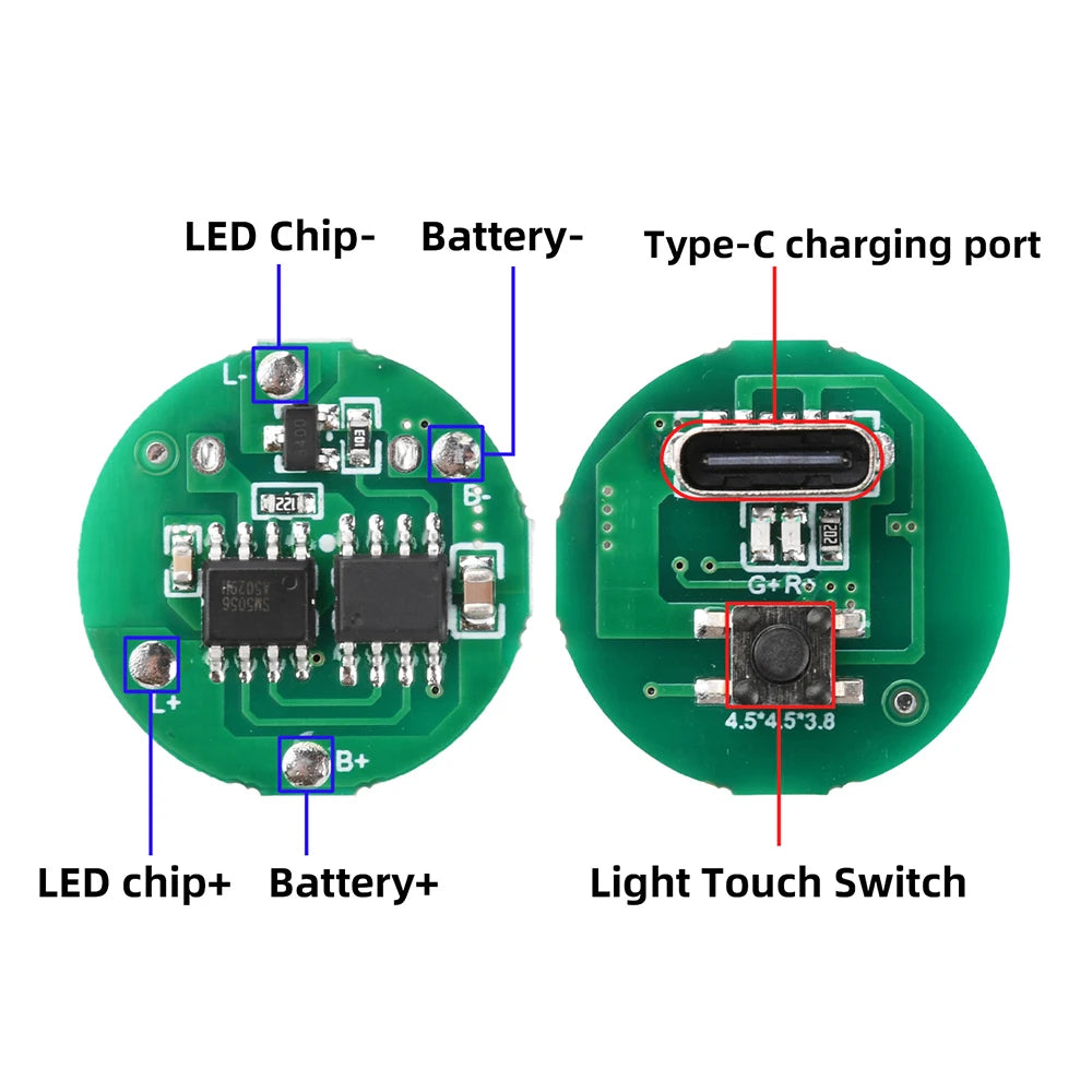 1/5PCS Strong Flashlight Driver Board 10-20W Flashlight Driver Board Single-Speed Control Type-c Charging and Discharging Module Oasis Select