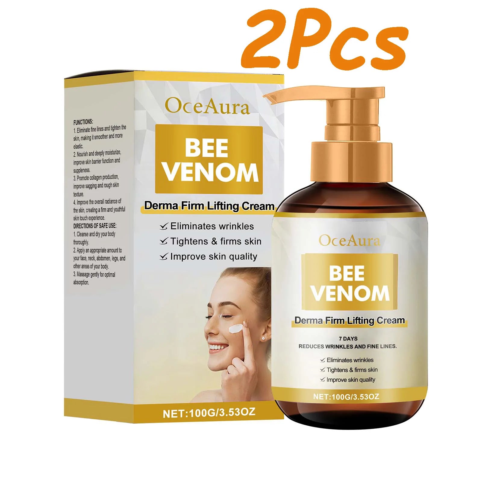 Bee Venom Firm Lifting Cream for Face & Body Tightening Contours Fade Fine Lines Deep Moisturizing Nourishing Brightening Skin Oasis Select 200g Boxed