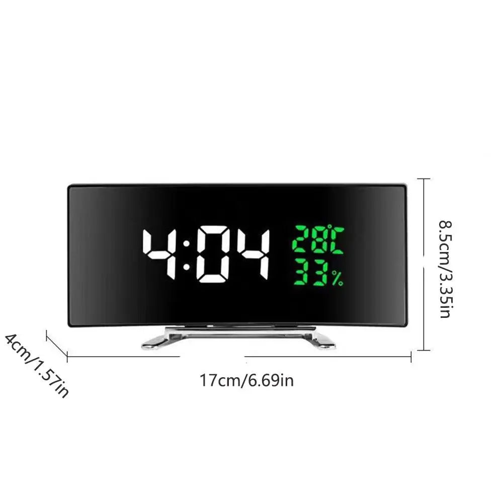 Curved LED Digital Alarm Clock | Large Screen, Dual Alarm & Dimmer
