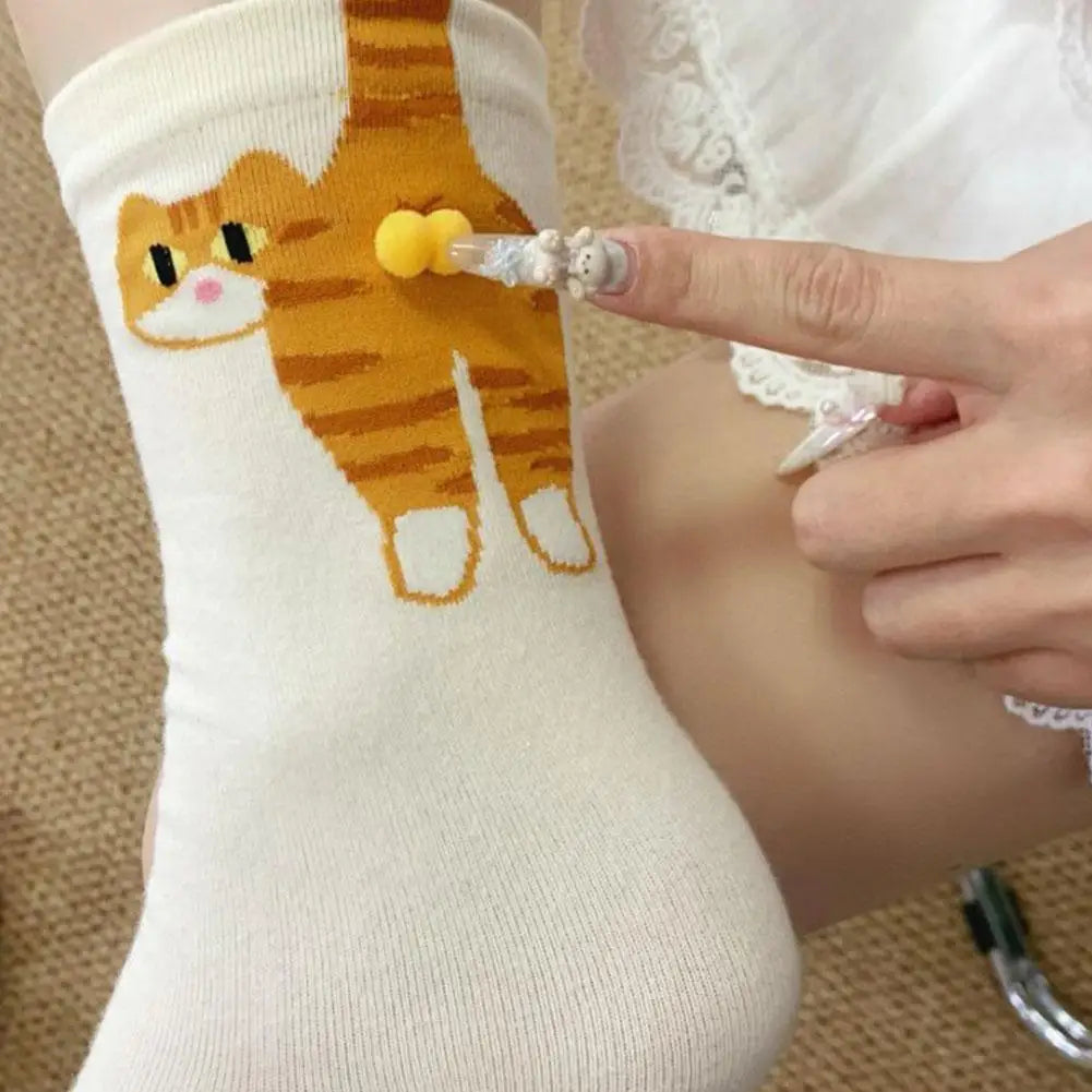 2025new Gift for cat lovers: cartoon cat ladies cotton socks breathable and comfortable socks for all seasons Oasis Select