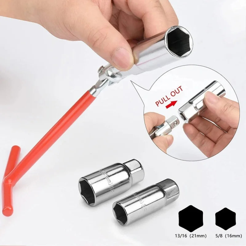 1Pcs 3 in 1 Car Motorcycle Repairing Tool Car Tool Kit Spark Plug Removal Tool Socket Wrench 16Mm /18Mm/21Mmt-Handle Wrench Oasis Select