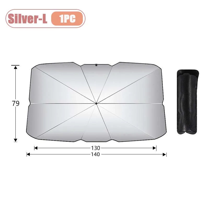 Universal Foldable Car Windshield Sunshade Front Window Sun Protection for SUV Sedan and Van Summer Heat Shield Auto Sun Visor Oasis Select Silver-L-1PC