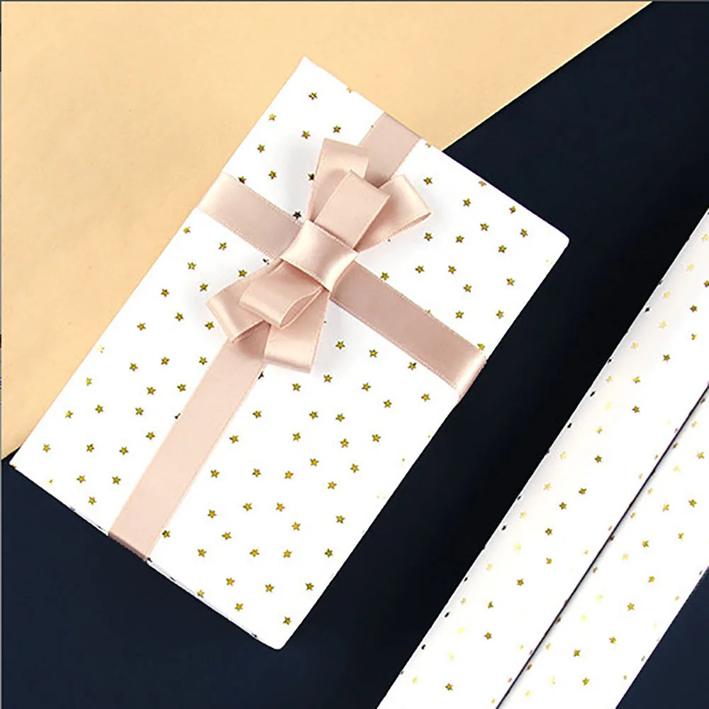 50x70cm Bronzing Gift Wrapping Paper Gold Polka Dots Birthday Valentine's Day Bouquet Gift Packaging Paper DIY Decoration Paper Oasis Select H