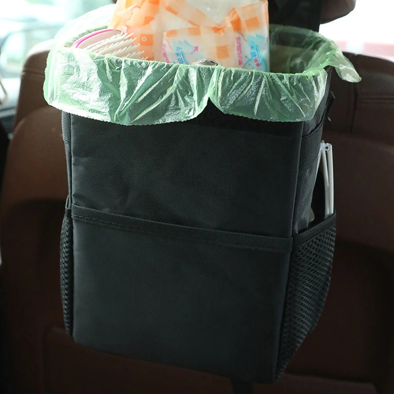 Large Capacity Trash Bin Car Trash Can with Lid Storage Pockets Auto Rear Seat Garbage Can Organizer Vehicle Storage Tool Oasis Select