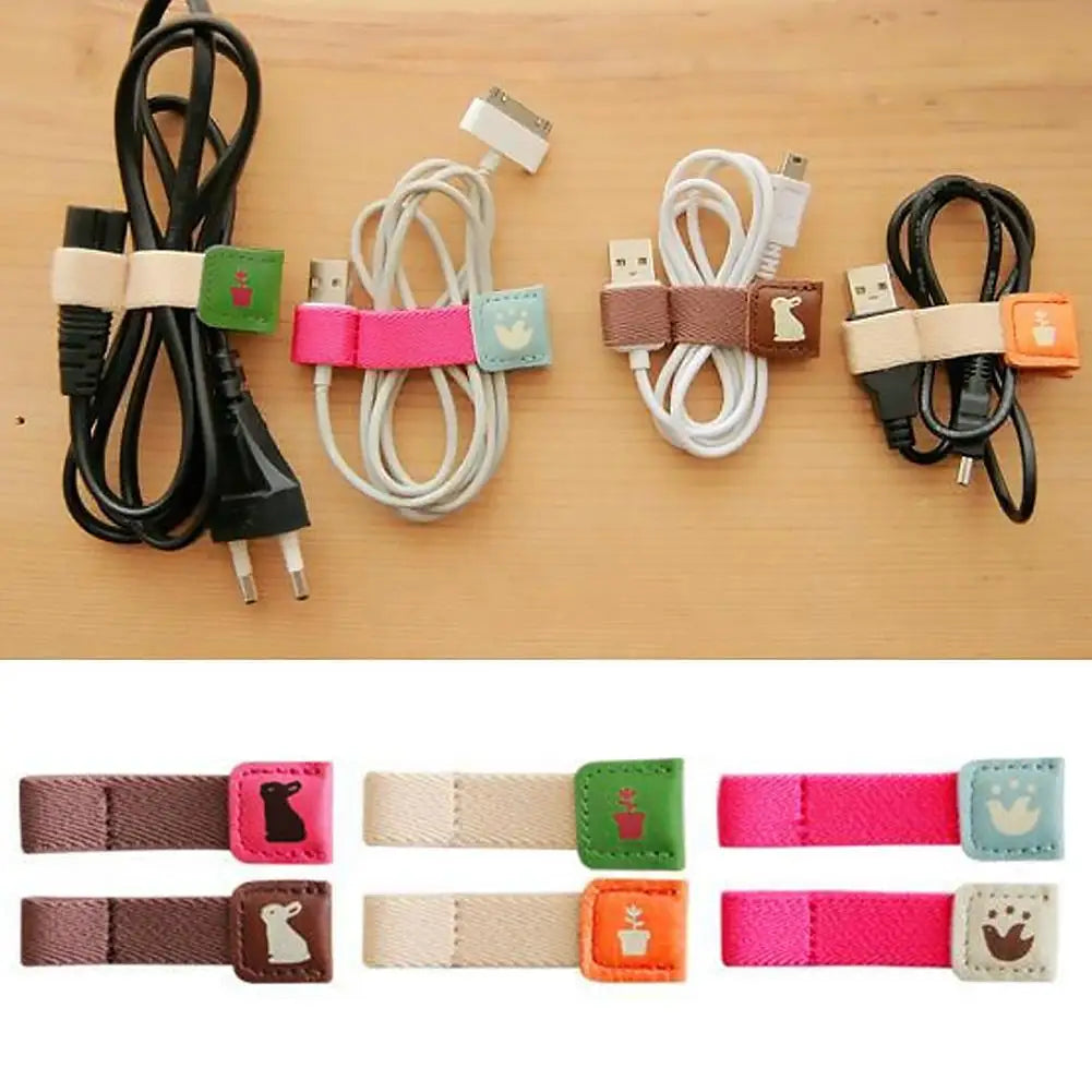 Leather Cable Organizer – Portable Snap Button Cord Winder