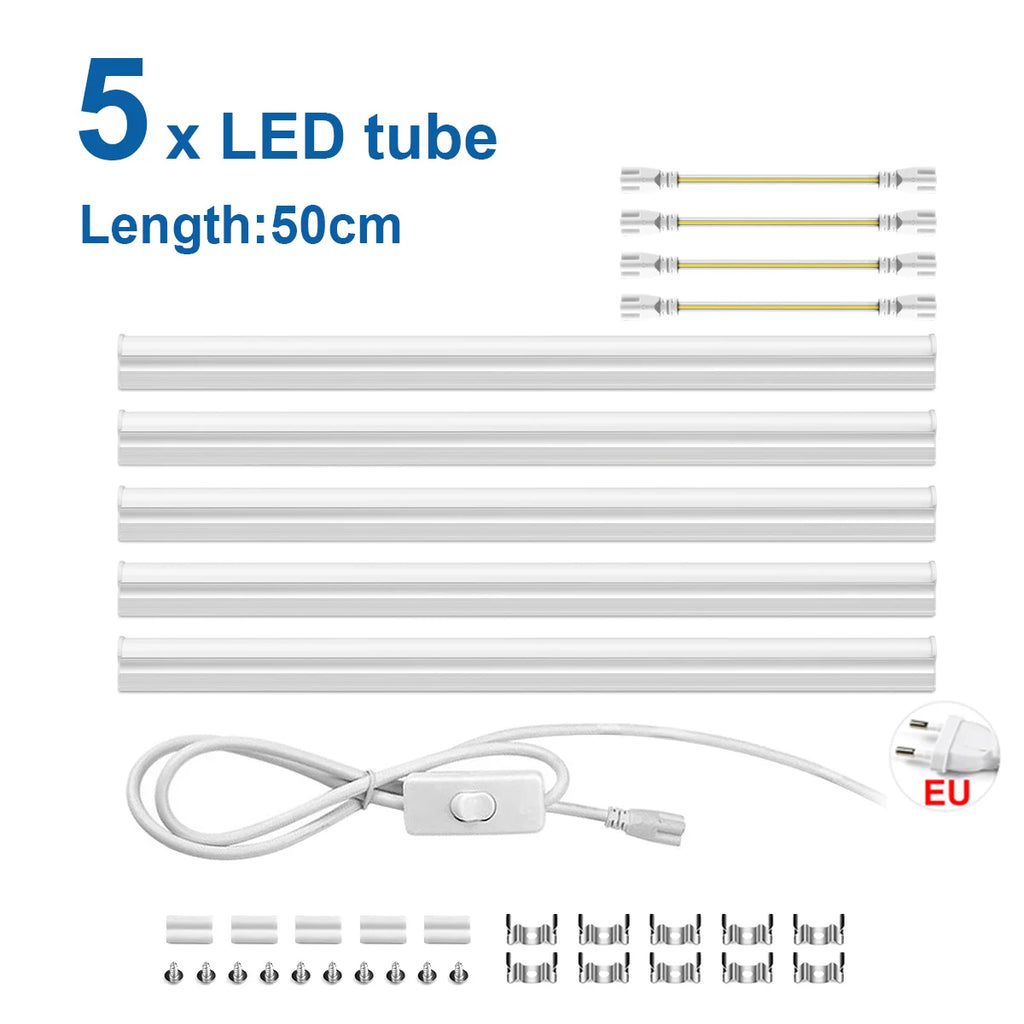 15W T5 1-6pcs LED Light Bar 50cm Kitchen Garage Livingroom Lighting 220V Fluorescent Replacement,Energy-Efficient LED Tube Oasis Select Warm White 5x LED Bar Kit