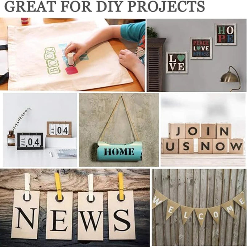 36pcs Alphabet Template Numbers Art Craft Templates Reusable Plastic Word Stickers DIY Painting Word Templates Multiple Sizes Oasis Select