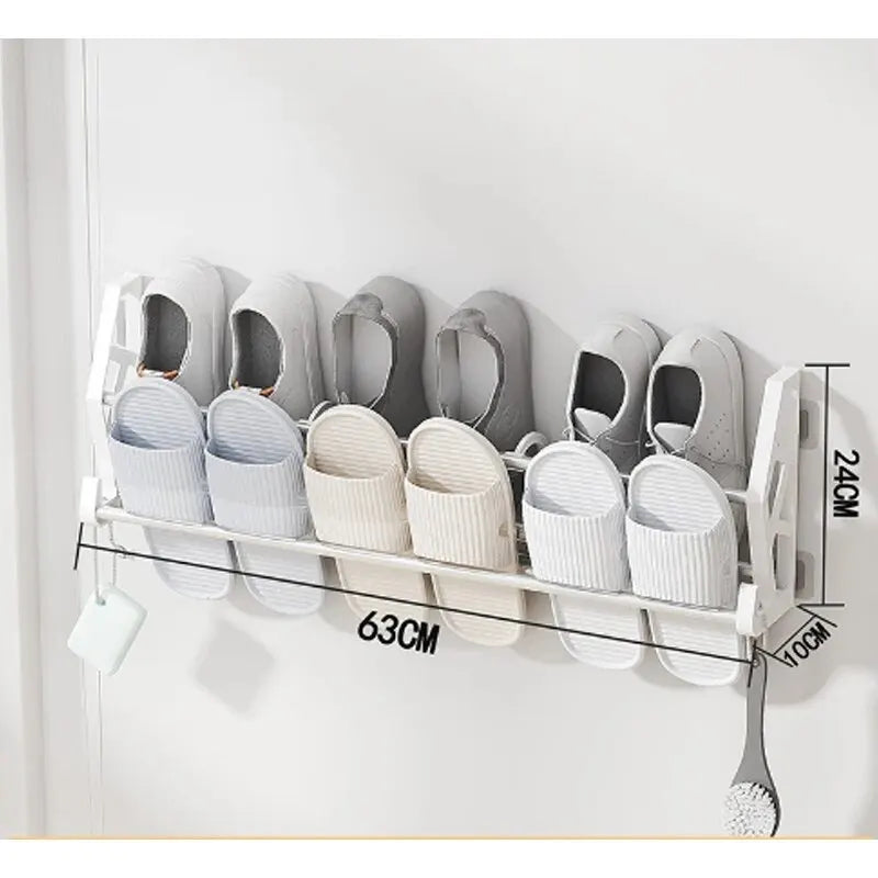 Wall-Mounted No-Drill Shoe Rack – Multi-Layer Slipper Organizer