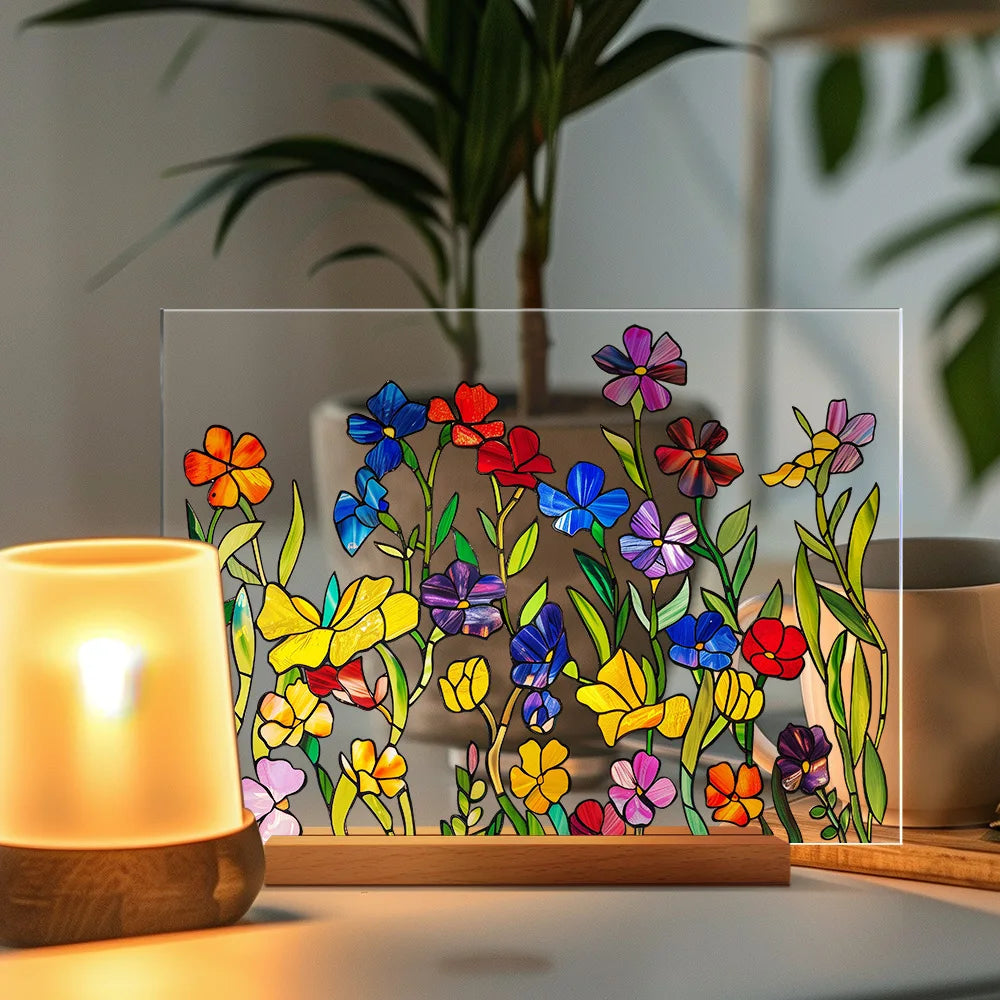 Acrylic Flower Pattern Table Room Desk Imitation Glass Texture Acrylic Desktop Decoration Holiday Gift Desk Decoration Oasis Select