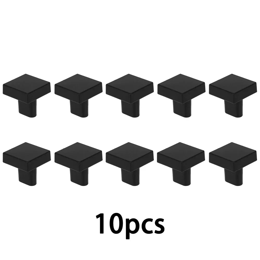 10Pcs Modern Single Hole Drawer Closet Knobs Square Zinc Alloy Cabinet Pull Handle Knobs Furniture Decor Closet Wardrobe Oasis Select 10 black