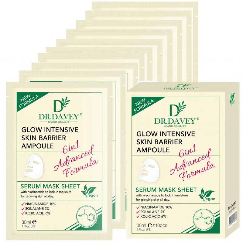 DR.DAVEY Glow Intense Moisturizing Facial Sheet Mask – 10 Pack