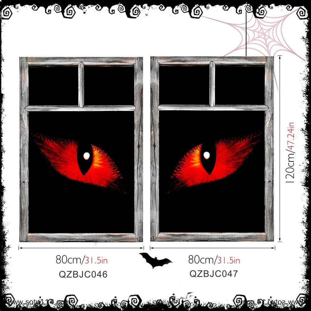 New Halloween Horror Eye Character False Window Decoration Holiday Window Costume Decoration Oasis Select QZBJC046 QZBJC047 With 10m ribbon